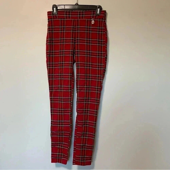 Tommy  Hilfiger red tartan plaid pants leggings - Picture 1 of 6
